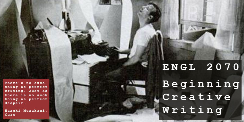 Writer using typewriter