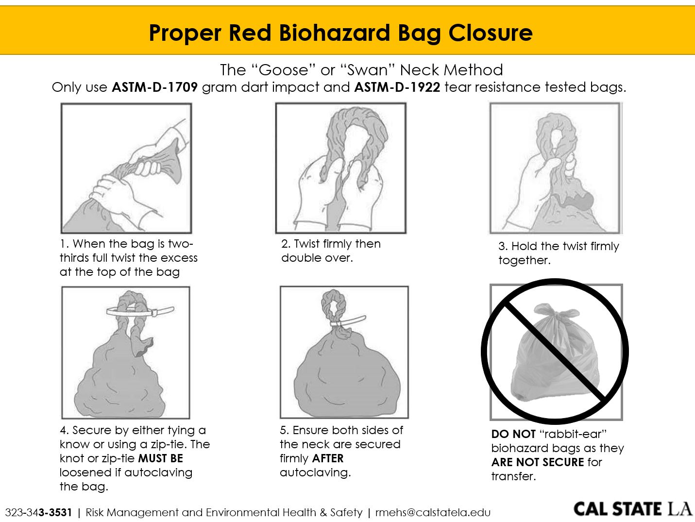 proper biohazard bag tying method