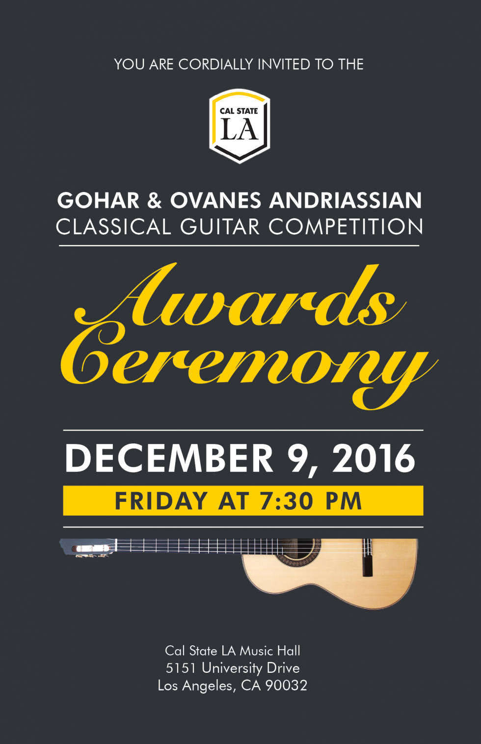 guitar competition dec 9 in music hall 7:30 pm