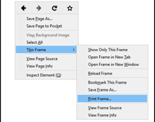 This Frame shortcut menu