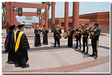 President William A. Covino is serenaded by the Cal State L.A. Mariachi Band after the Investiture.