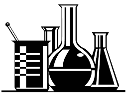 Silhouettes of lab supplies.