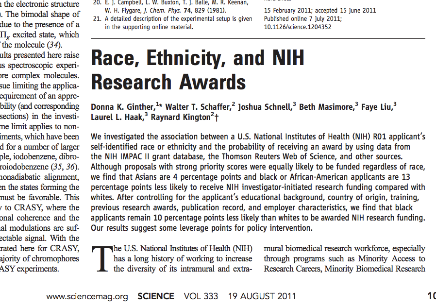 Race, Ethnicity, and NIH Research Awards