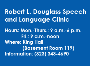 Information box takes readers to the webpage for the Speech and Language Clinic