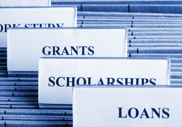 files labelled grants, scholarships and loans