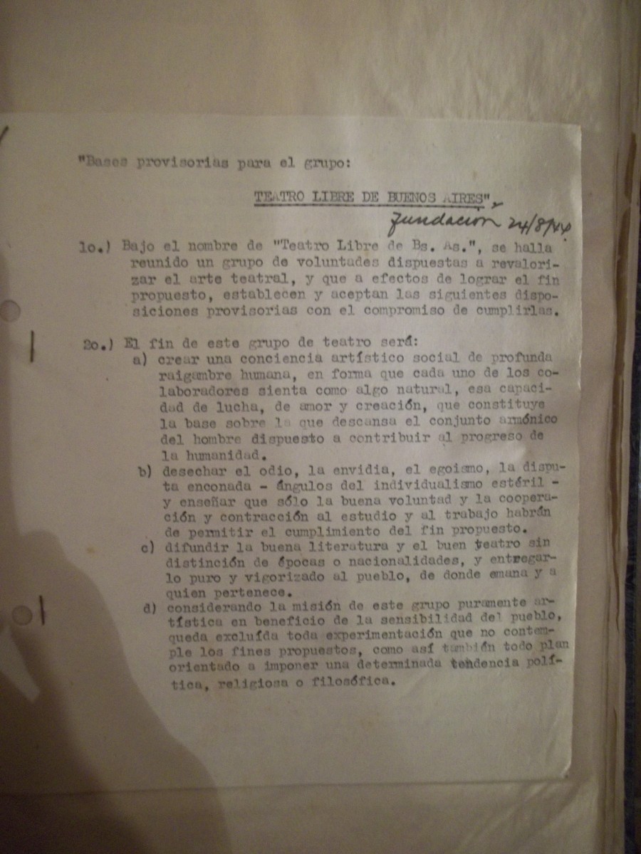 - [4] Bases Provisorias para el Teatro Libre de Buenos Aires, fundado el 24 de agosto de 1944 