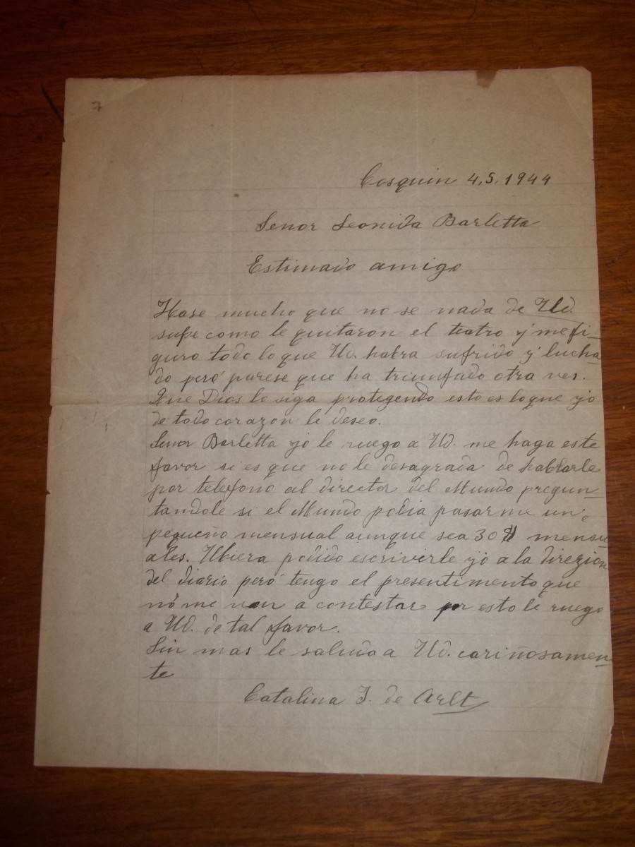 Carta a Leónidas Barletta 
