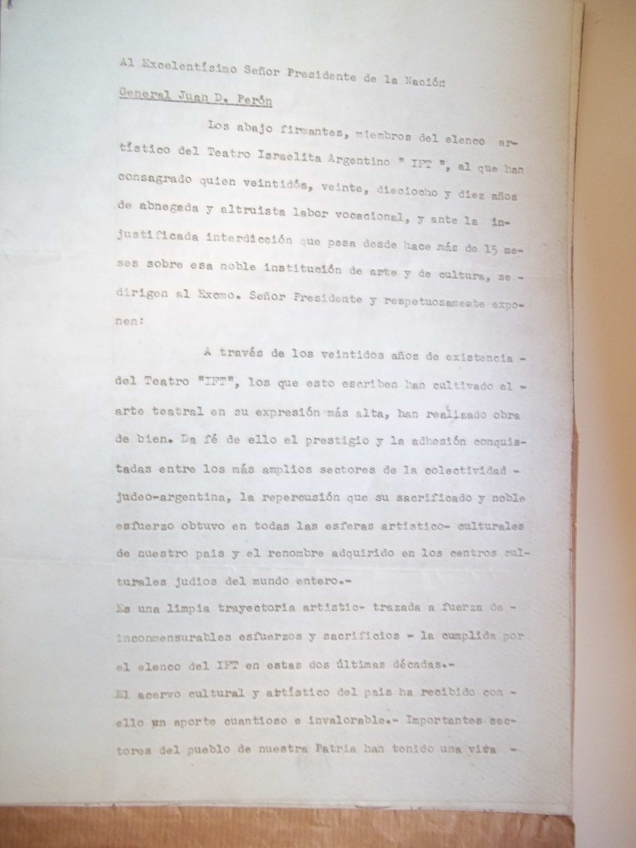  Carta al Señor Presidente de la Nación General Juan Domingo Perón 1