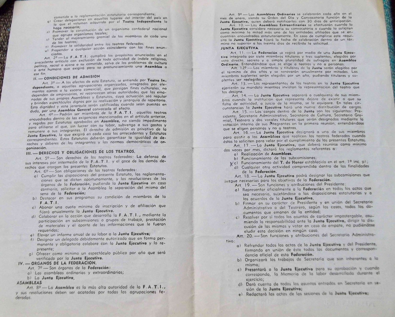 Estatuto de la Federación Argentina de Teatros Independientes 2