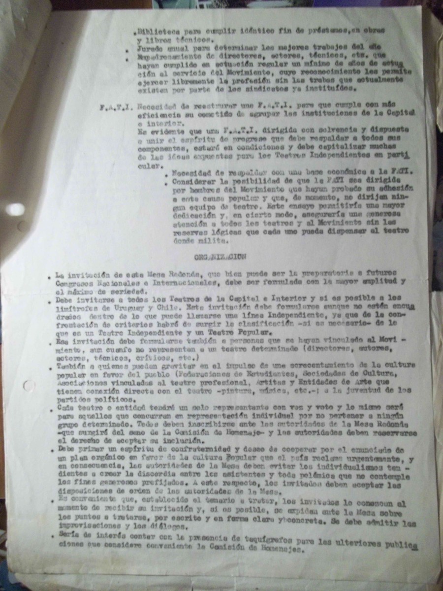 Ideas para el temario de la Mesa Redonda de la Comisión de homenaje al Teatro Independiente 2