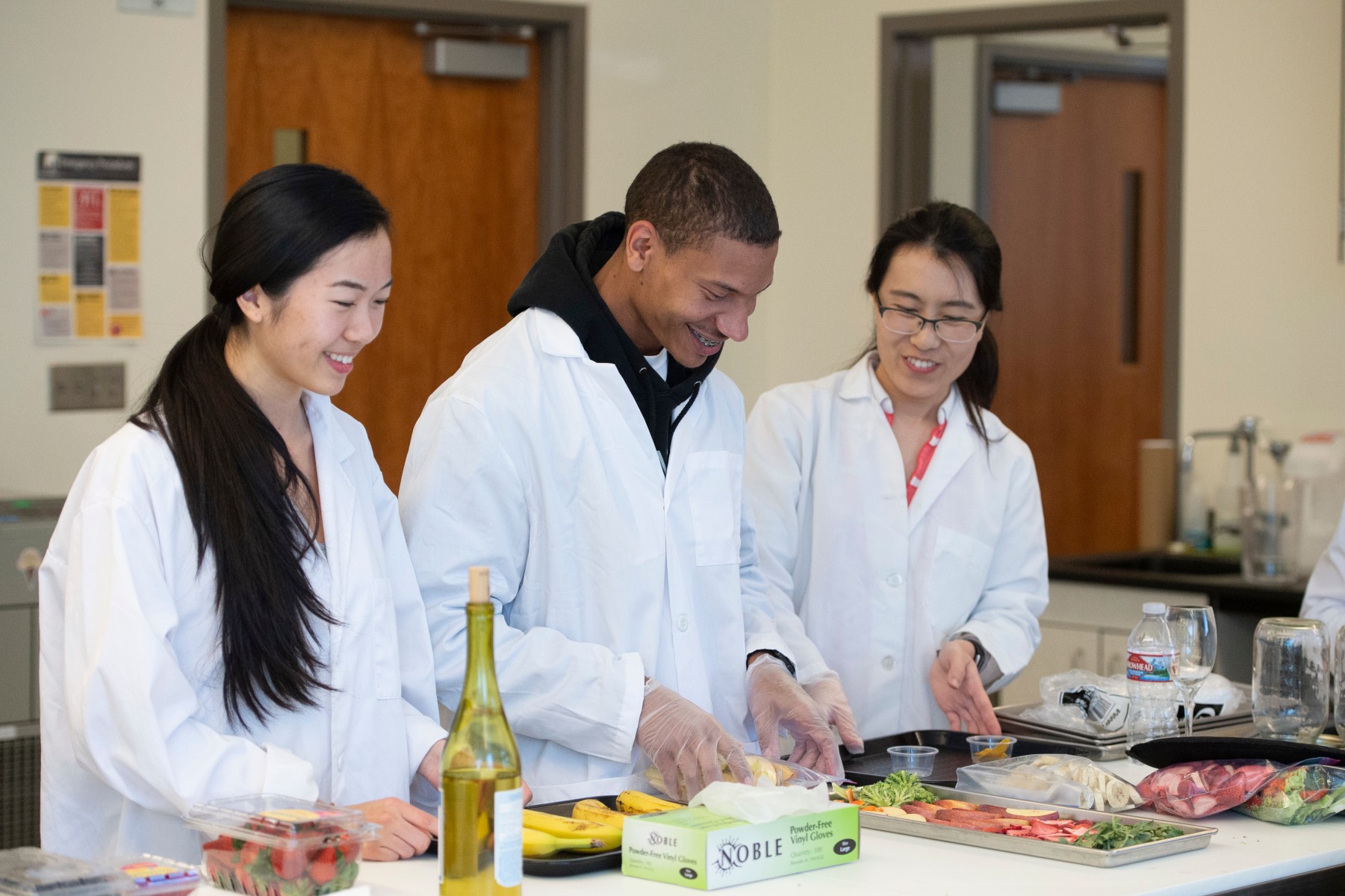 Students working in science technology class