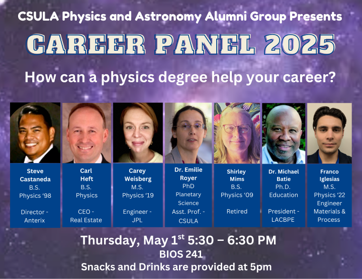 2025 CSULA Physics and Astronomy Career Panel Flyer