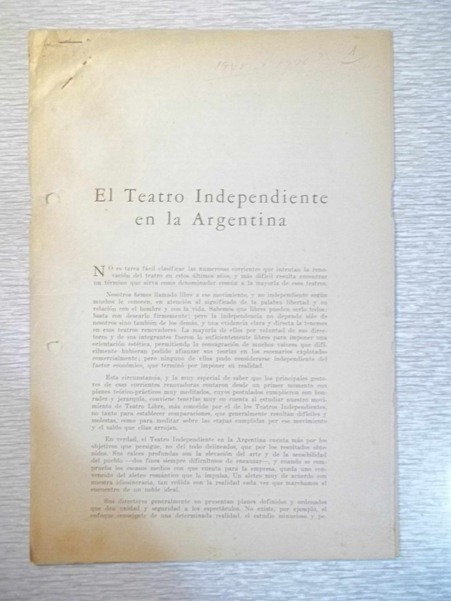 Teatro independiente en la Argentina” de Roberto Pérez Castro 1