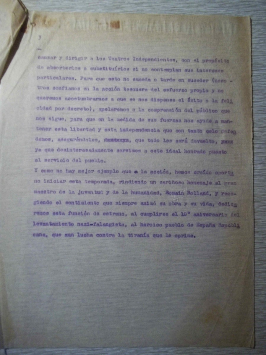 Palabras para el estreno del 19 de julio de 1946 c