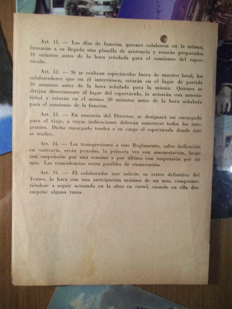 Reglamento interno del Teatro Juan B. Justo, 3
