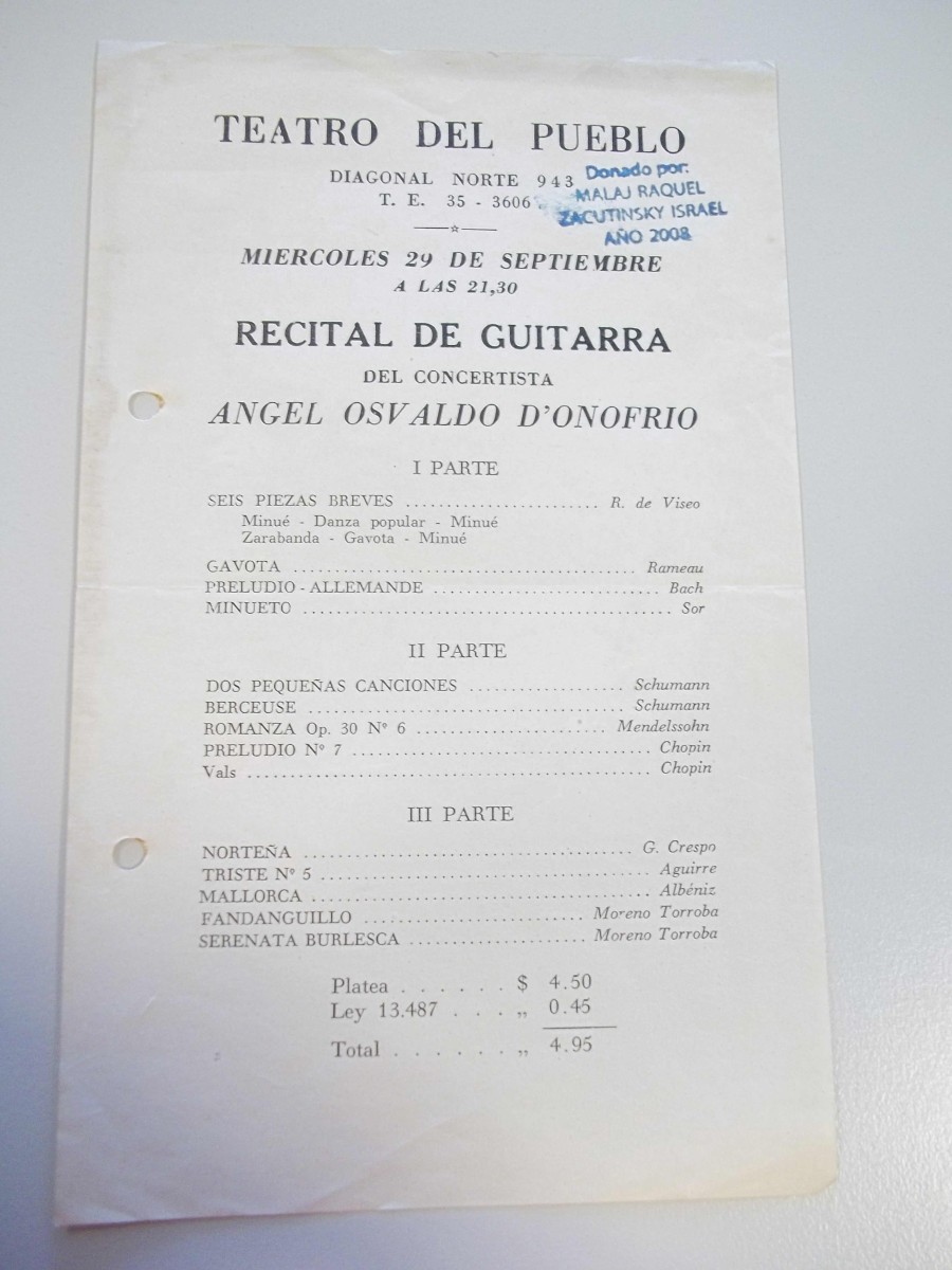 Recital de guitarra de Ángel Osvaldo D’Onofrio