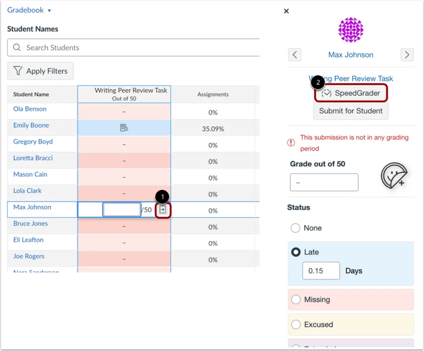Gradebook Assignment Pop-up Image