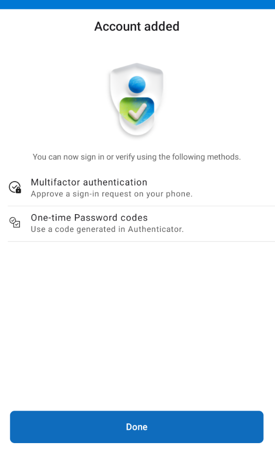 MS Authenticator Account Added
