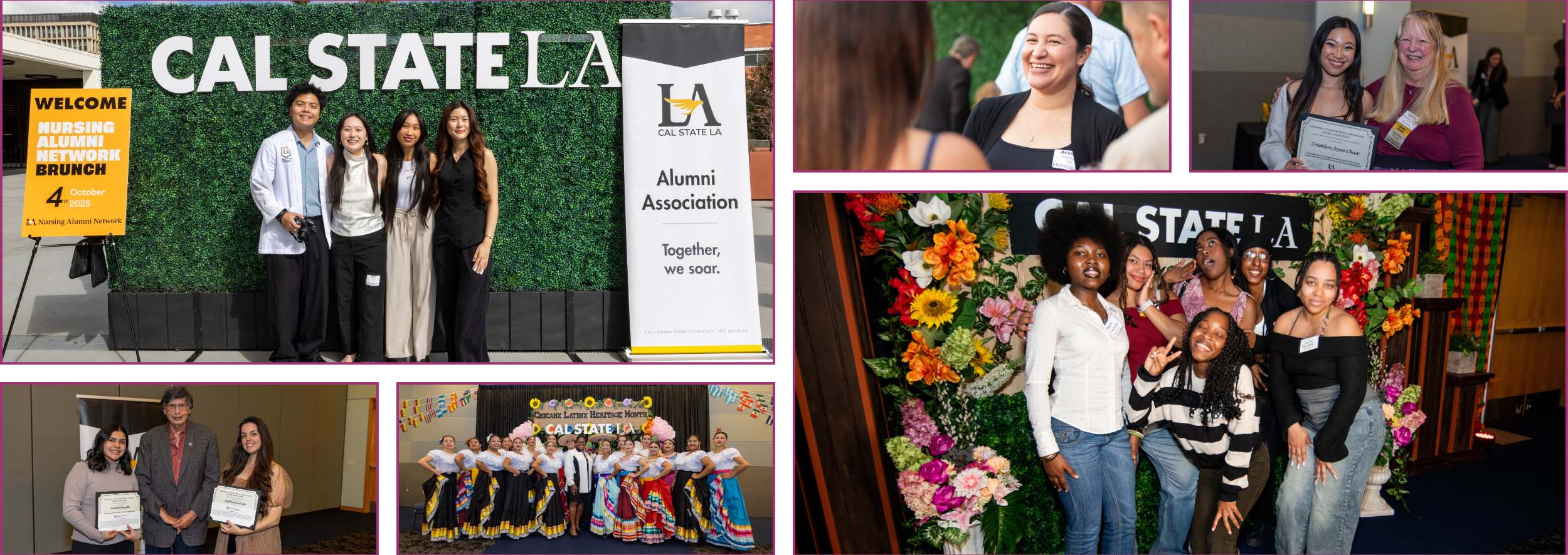 Collage of students at various alumni network events