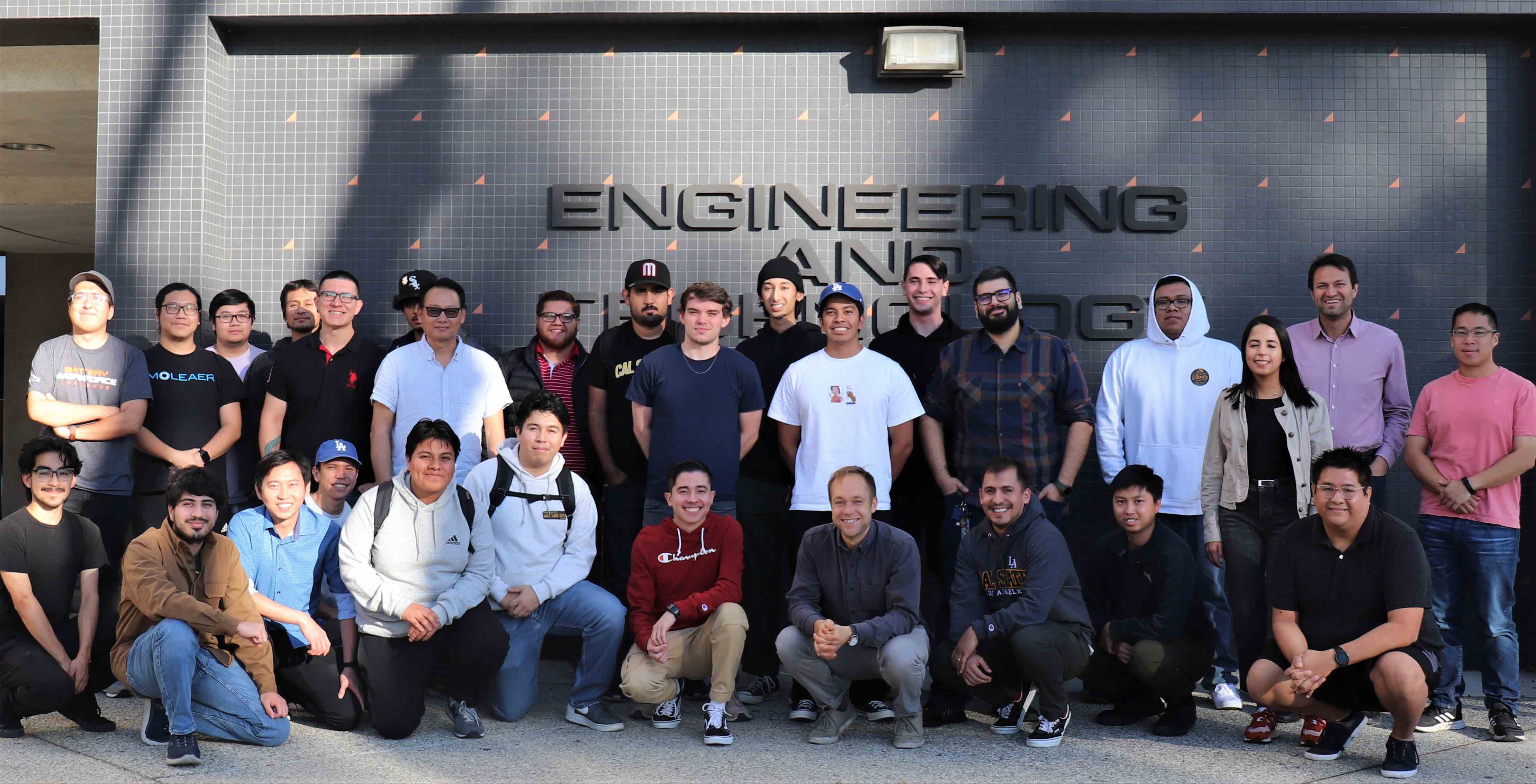 Photo of students on the Cal State LA Charging Eagles Team in the Battery Workforce Challenge sponsored by the US Department of Energy and Stellantis