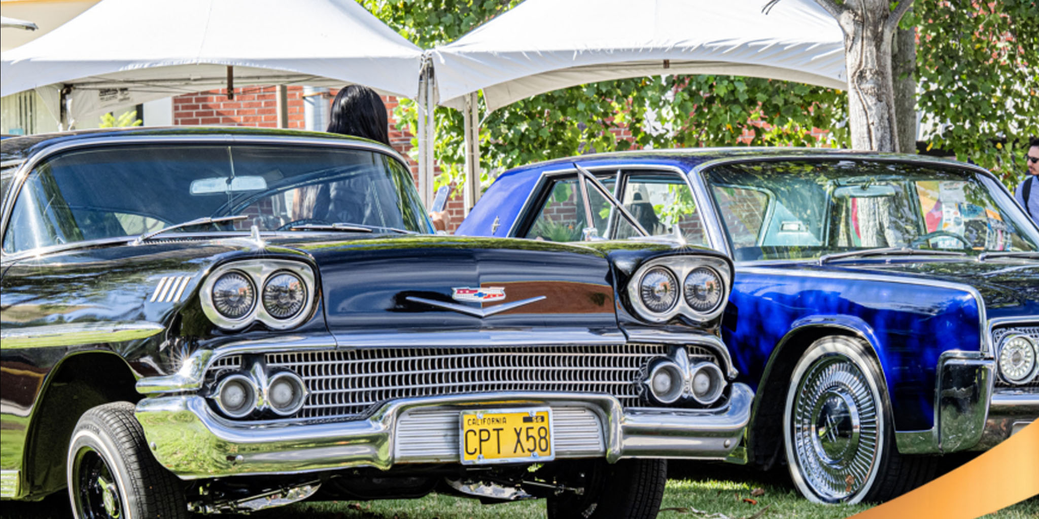 Classic cars lineup at Cal State LA car show