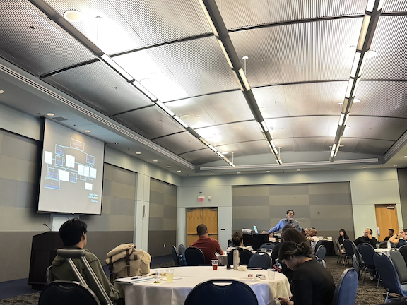 Professor Alejandro Covarribius speaking at the HSI Servingness forum