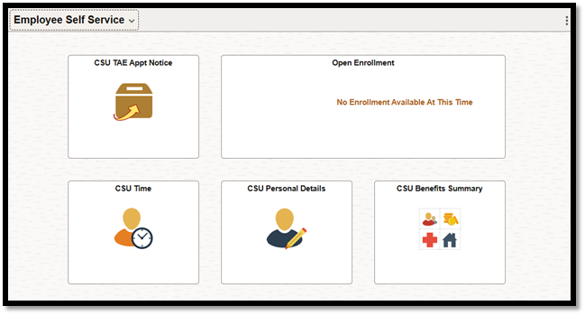 Example of HRM (CHRS) Employee Self Service homepage