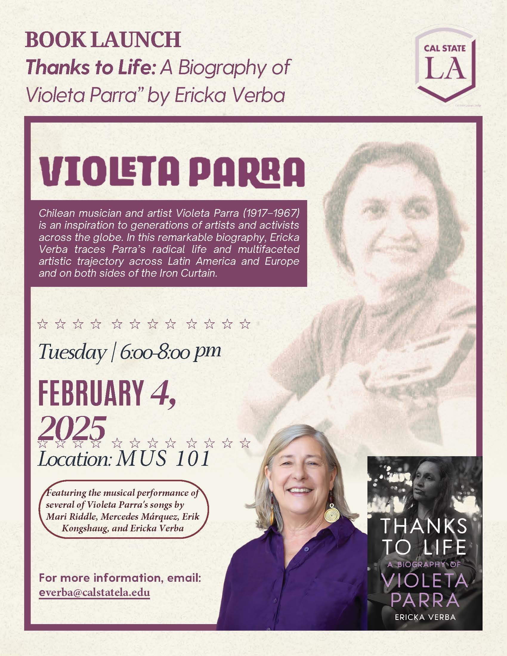 Event Flyer for Ericka Verba's Book Launch