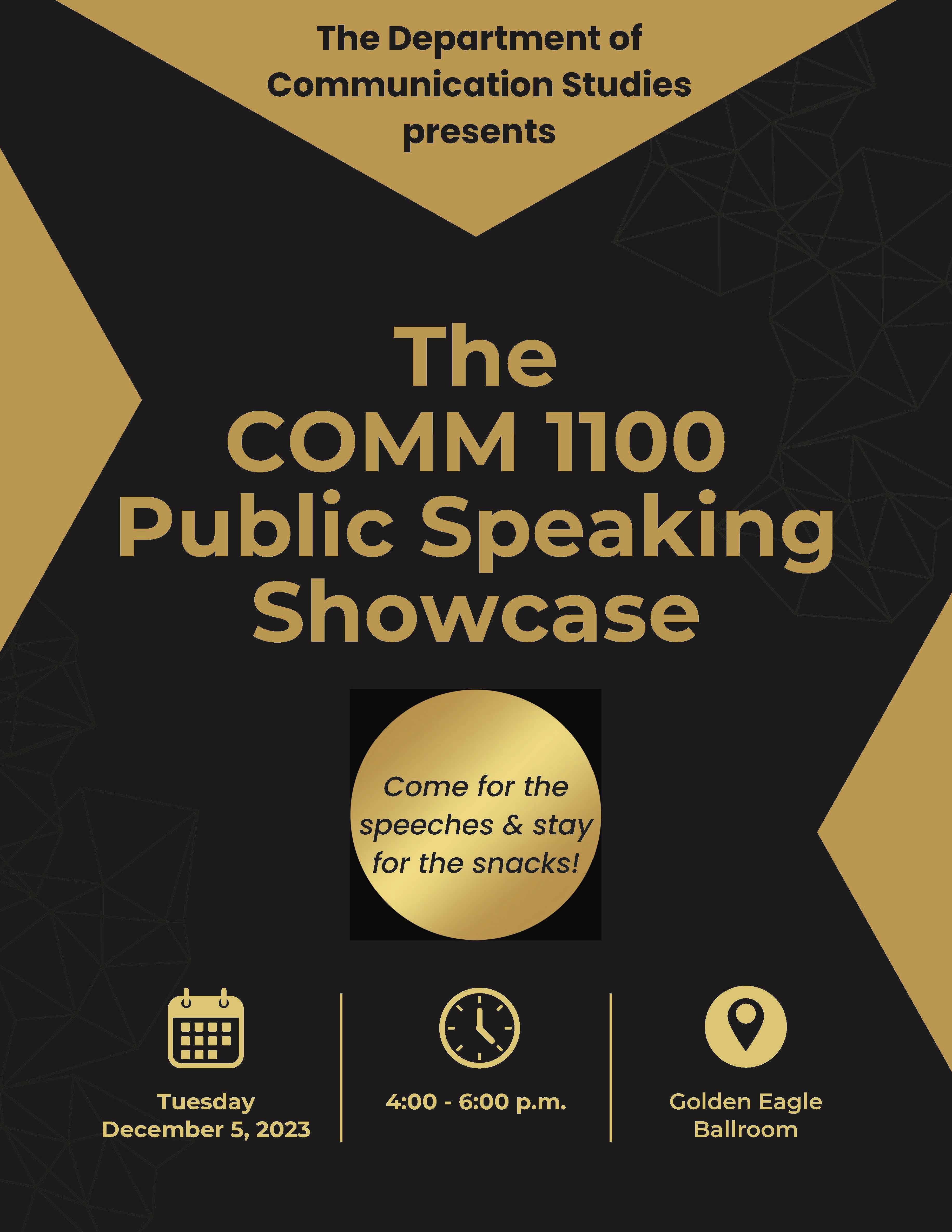 Public Speaking Showcase Flyer December 5th 2023