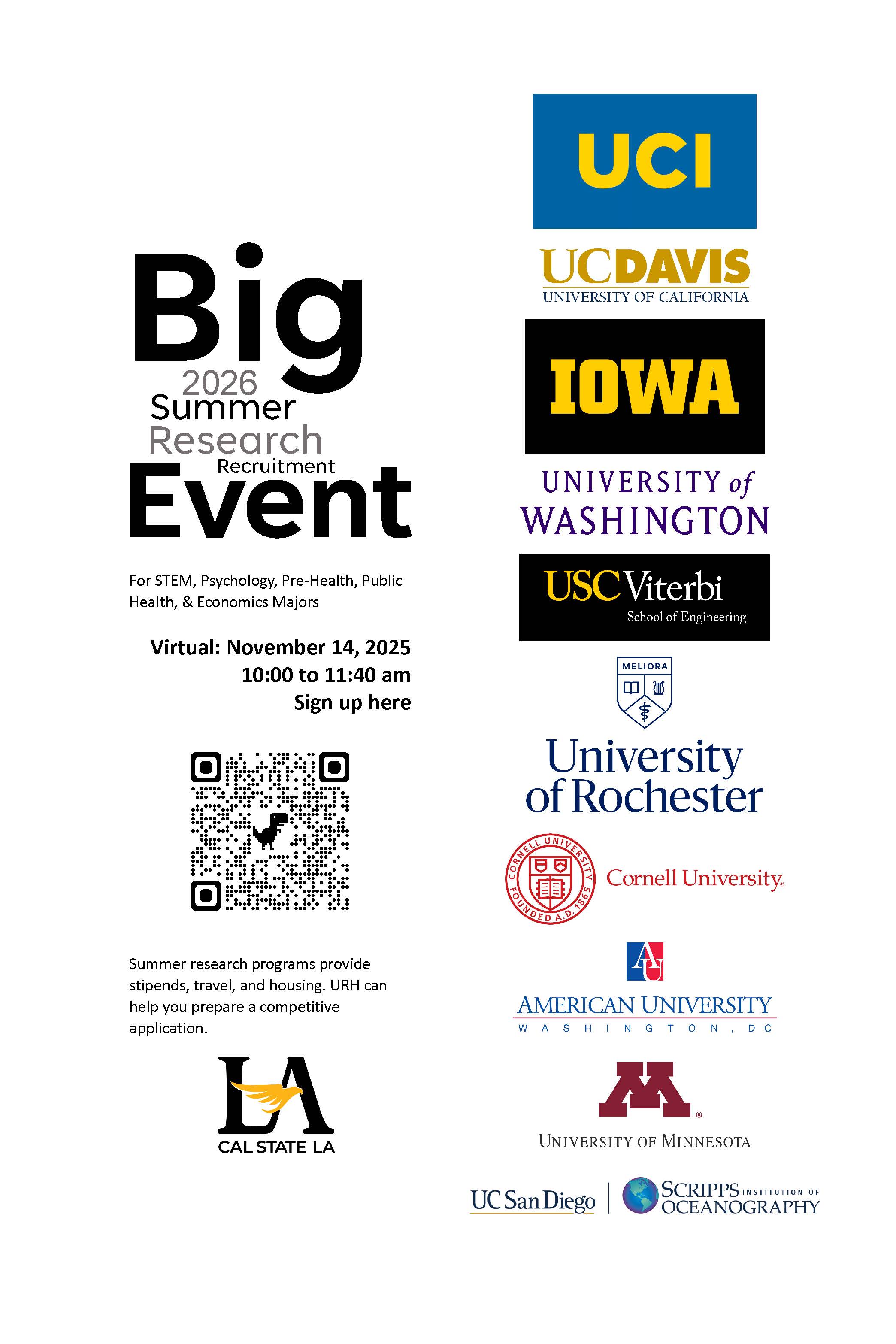 Image showing info for recruitment event and logos from participating institutions
