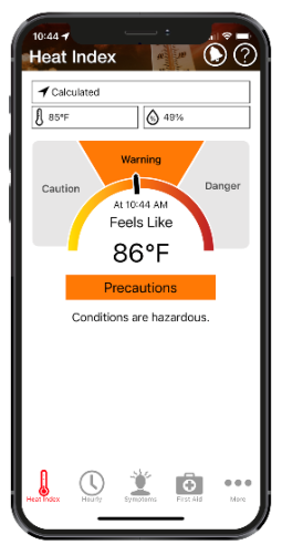 OSHA/NIOSH Heat Safety App image of phone using application