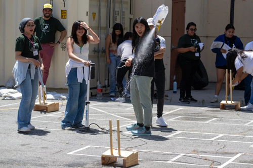 students launch rocket