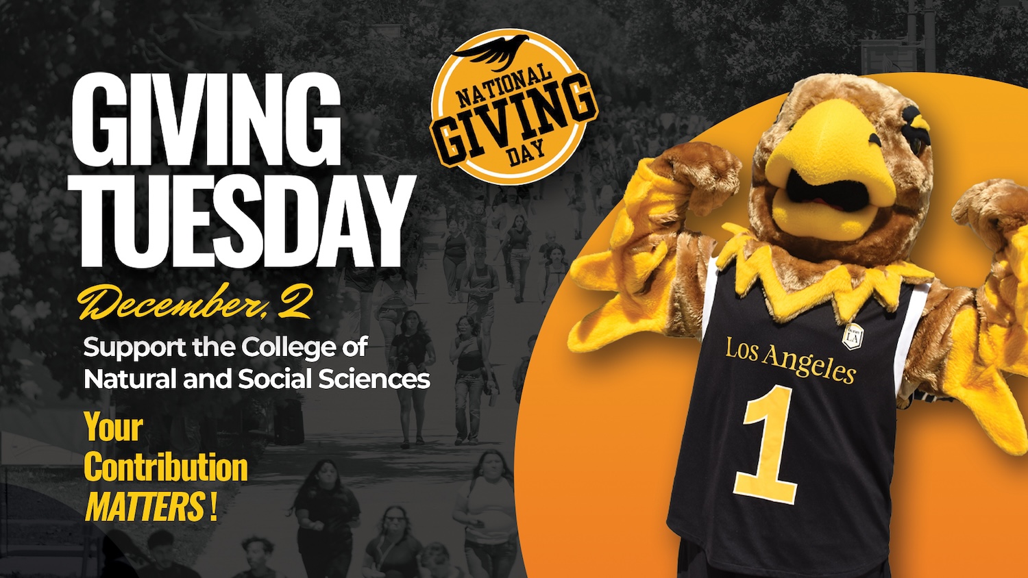Giving Tuesday Graphic featuring the Eddie the Eagle Mascot