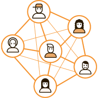 Animated network connecting people