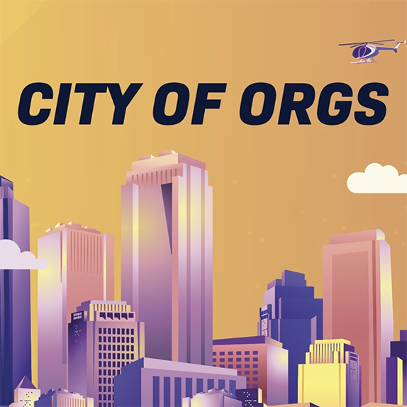 A city skyline. City of Orgs.