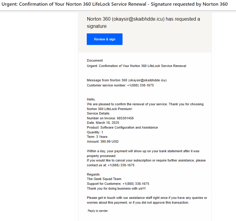 Norton 360 Scam