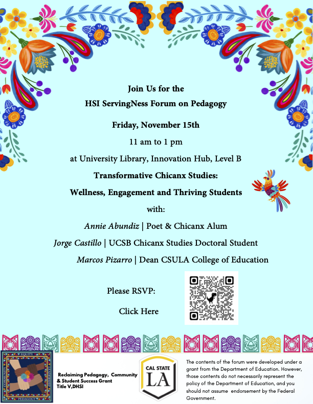 HSI Pedagogy Servingness forum flyer