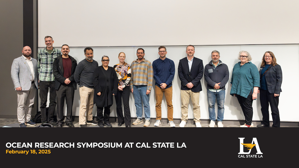 Various professors standing next to each other at Ocean Research Symposium event