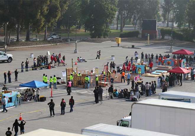 students teams competing during PSWS 2026 in parking lot