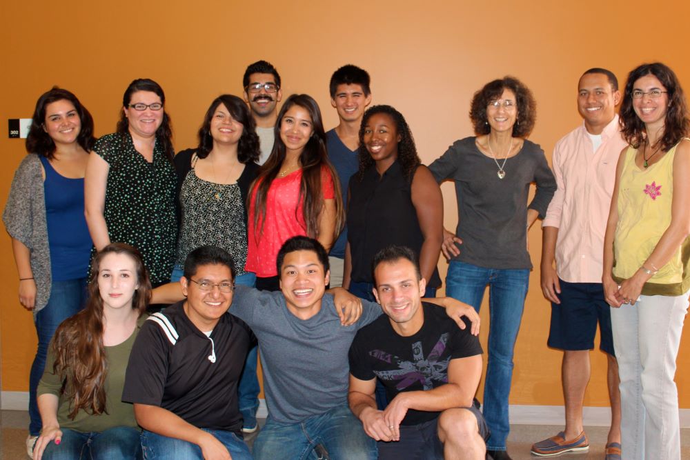 Image of a research lab group with 14 people