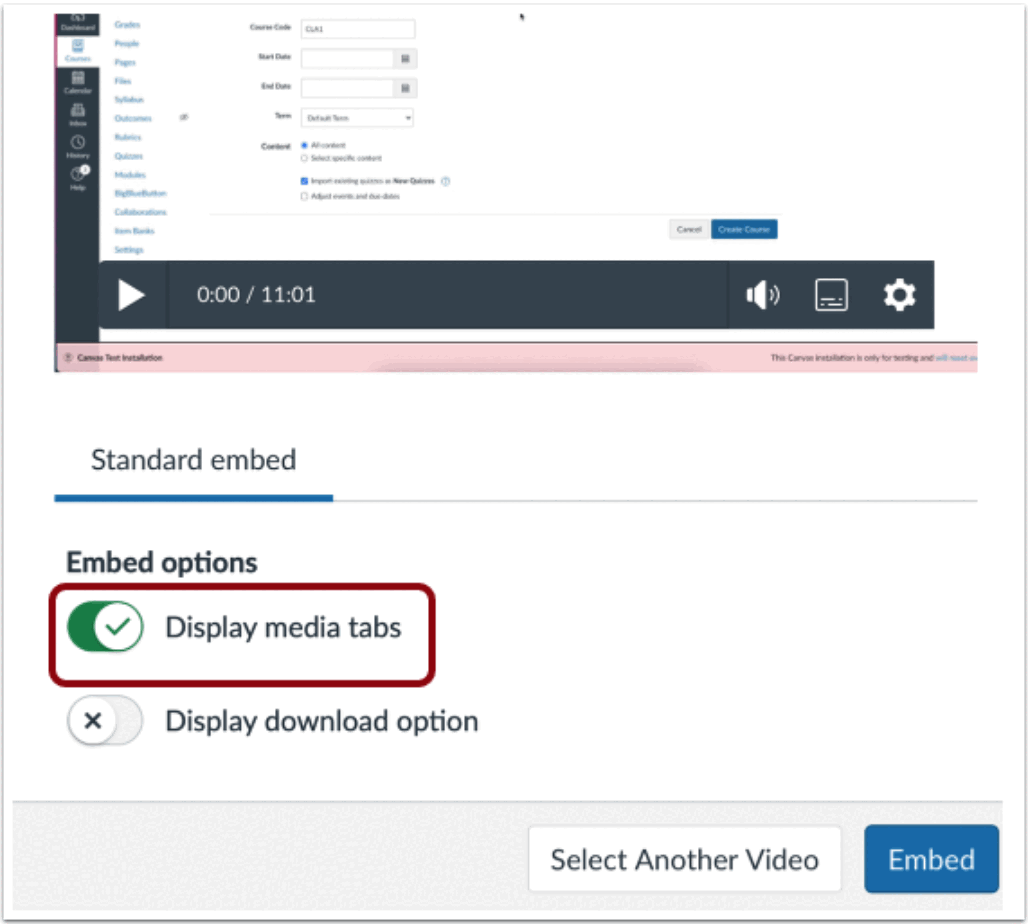 Display or Hide Media Tabs