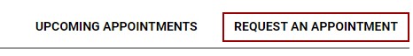 Screenshot of red square around the title Request an appointment button.