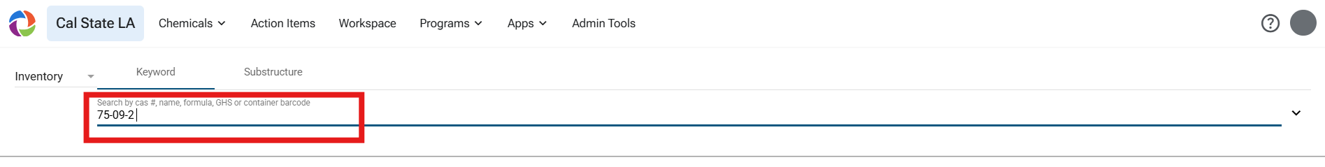 Search DCM using the CAS number, 75-09-2