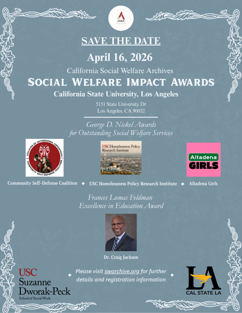 Powder baby blue flyer informing viewers of Social Welfare Impact Awards
