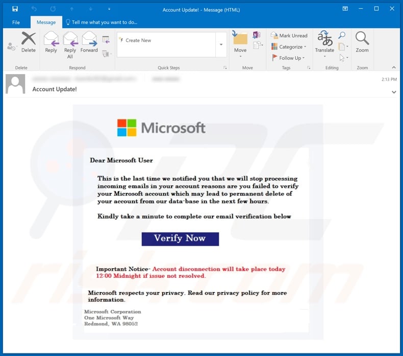 Verify Account Scam