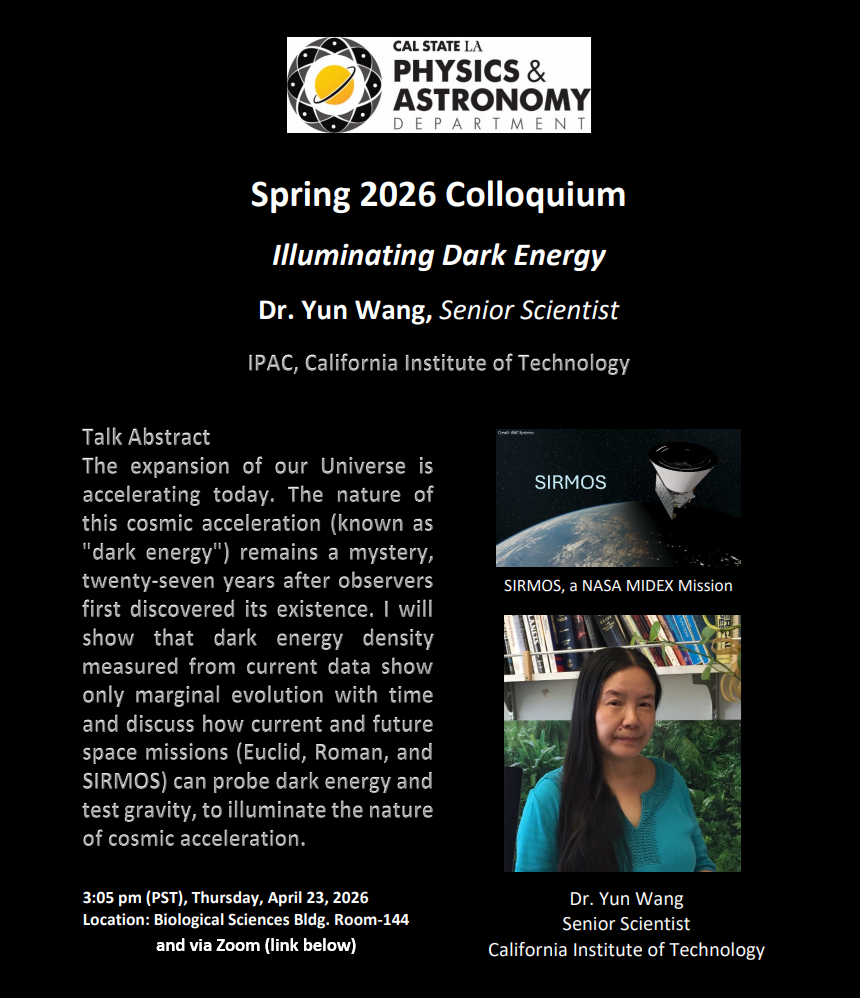 Yun Wang Colloquium Flyer
