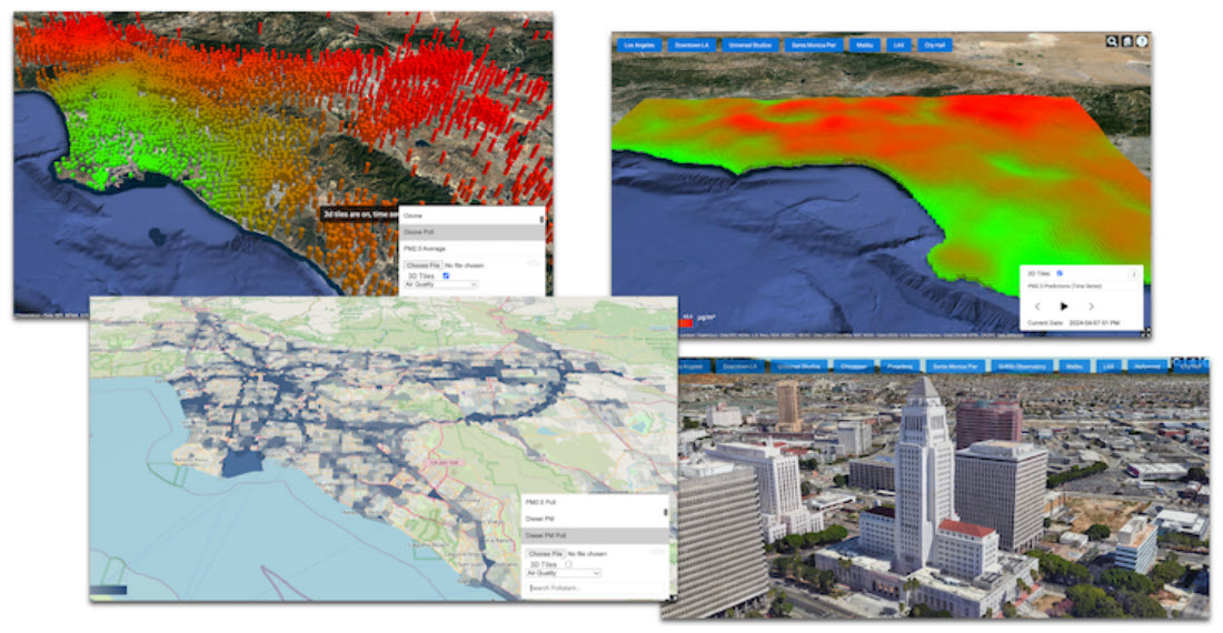 Four AI based wildfire and air quality graphs