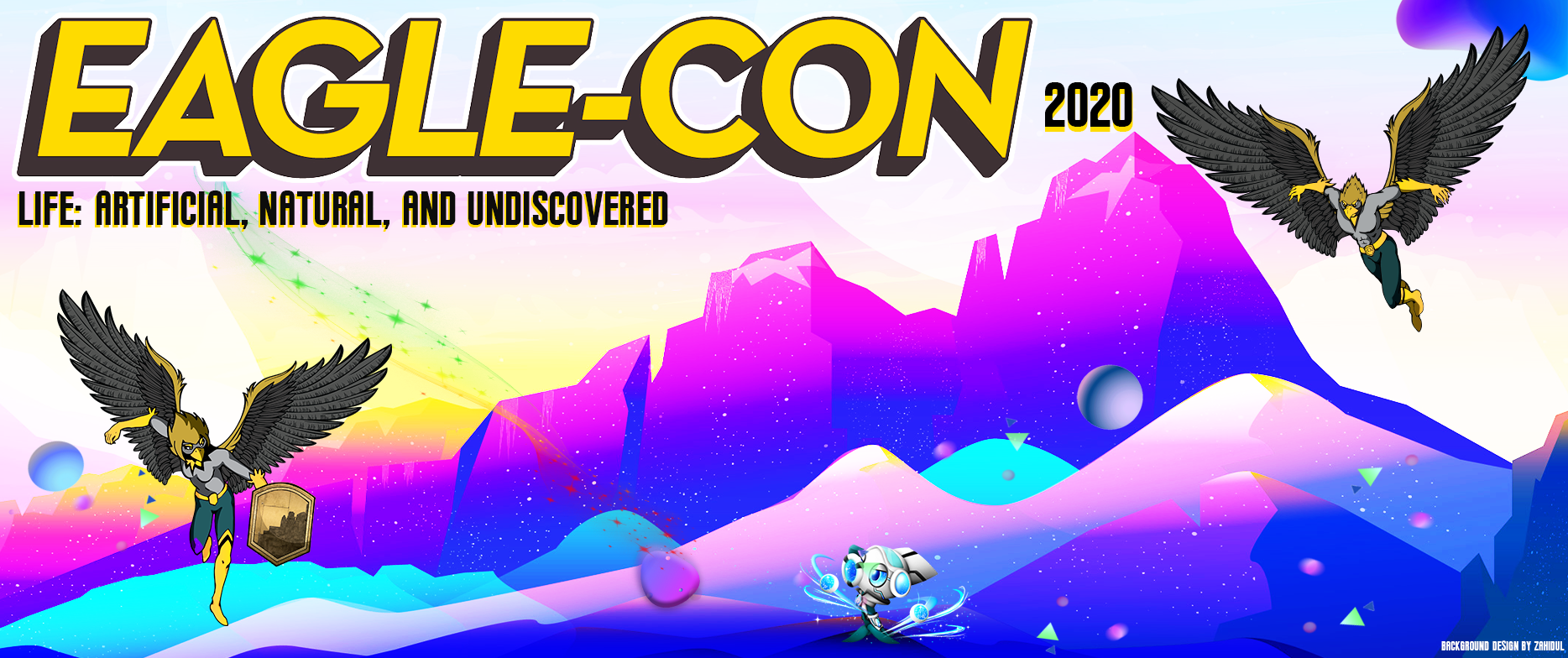 Eagle Con 2020 Banner Two Eagle Super Heros Flying