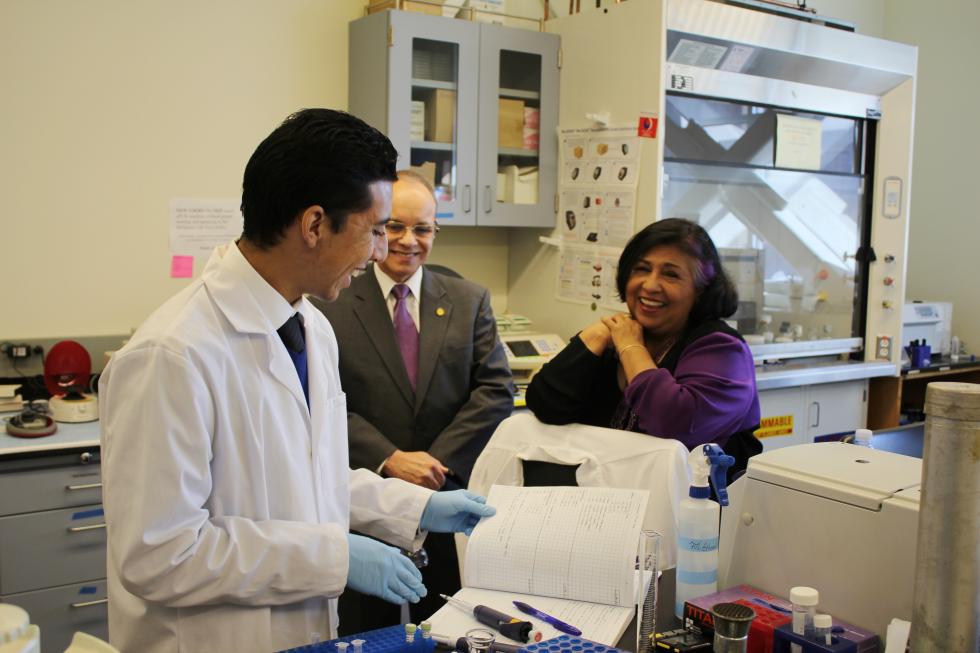 L-r: Oscar Diaz, President Covino, and Gloria Molina