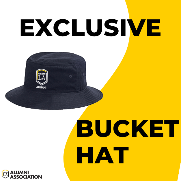 Exclusive black bucket hat that says cal state la alumni